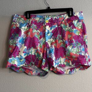 Birdies & Bows - Multicolor Floral Scalloped Golf Shorts - 10